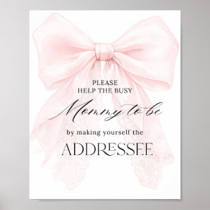 Pink Bow Girl Modern Baby Shower Address Sign