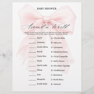 Pink Bow Girl Modern Baby Shower Games