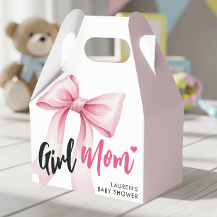 Pink Bow Girl Mom Ribbon Cute Baby Shower Favor Box