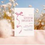 Pink Bow Girl Sweet Sixteen 16th Birthday Invitation<br><div class="desc">Cute pink bows girl sweet sixteen invitation.</div>