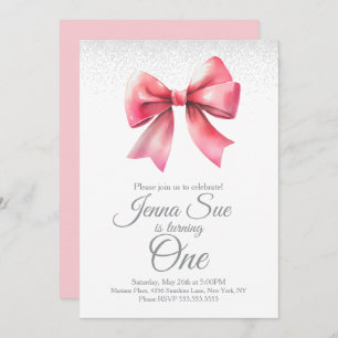 Pink Bow Girls Coquette Birthday Party Invitation