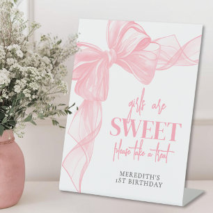 Pink Bow Girls Sweets Bar Sign