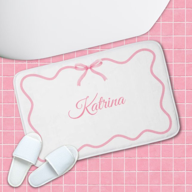 Pink Bow Girly Coquette Personalized Bath Mat (Pink Bow Girly Coquette Personalized Bath Mat
)