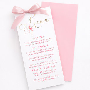 Pink Bow Gold Typography Elegant Party Menu
