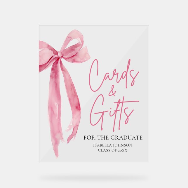 Pink Bow Graduate Party Cartes et cadeaux (Recto)