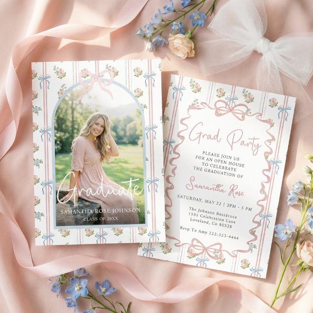 Pink Bow Graduation Invitation (Creator Uploaded)