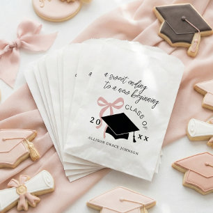 Pink Bow Graduation Party Favour Bag