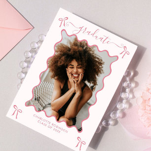 Pink Bow Graduation Party Invitation