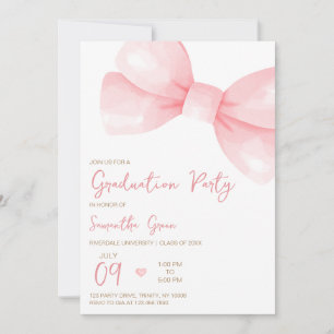 Pink Bow Graduation Party Invitation