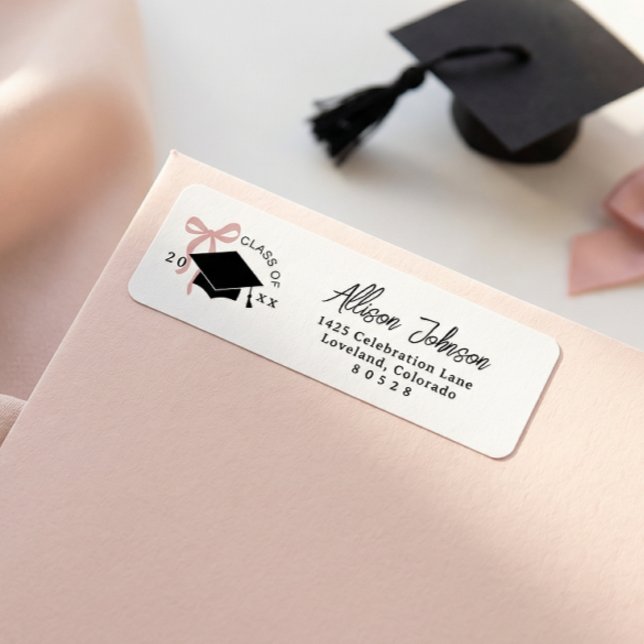 Pink Bow Graduation Return Address (Creator Uploaded)