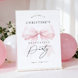 Pink Bow Graduation Sign Poster