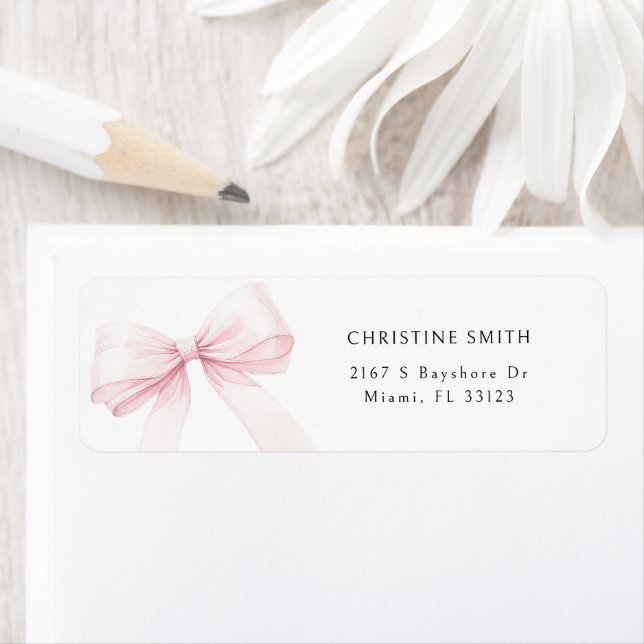 Pink Bow Graduation Watercolor Address Label (Insitu)