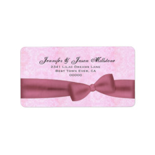 Pink Bow Grey Lettering Textured Background Label