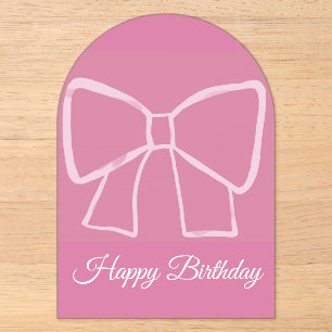 Pink Bow Happy Birthday –  Acrylic Invitations