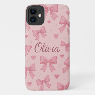 Pink Bow & Hearts Personalized Phone Case – Custom
