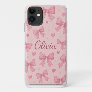 Pink Bow & Hearts Personalized Phone Case – Custom