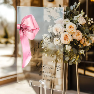 Pink Bow Hello Baby Girl Baby shower Bienvenue