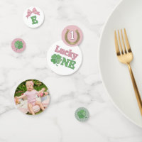 Pink Bow Horseshoe Clover Lucky One Birthday