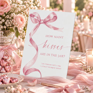 Pink Bow How Many Kisses Are In The Jar Pedestal Sign
