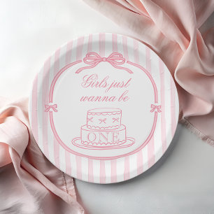 Pink Bow Just Wanna be ONE Paper Plate