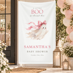 Pink Bow Little Boo Baby Girl Shower Welcome Banner