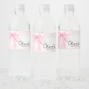 Pink Bow Little Boo Baby Shower Water Bottle Label