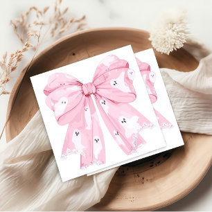 Pink Bow Little Boo Ghost Halloween Napkin