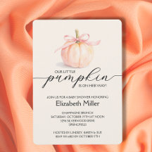 Pink Bow Little Pumpkin Baby Shower