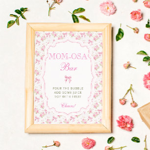 Pink Bow Love Shack Baby Shower Mom-osa Bar Poster