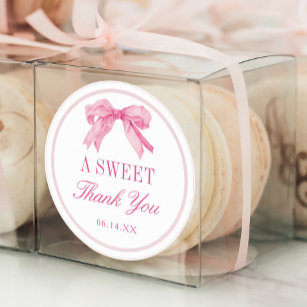 Pink Bow Love Shack Fancy Sweet Thank you Favours Classic Round Sticker