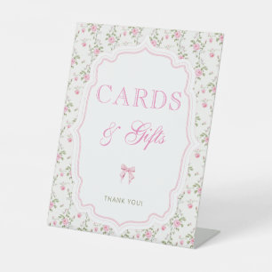 Pink Bow Love Shack Vintage Cards and Gifts Pedestal Sign
