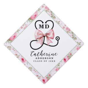 Pink Bow Medical Doctor Graduation Cap Topper