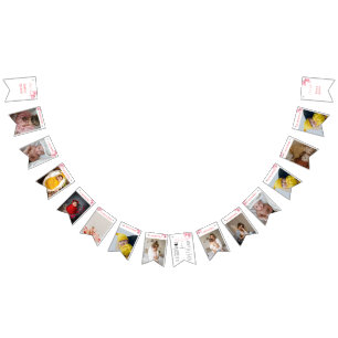 Pink Bow Milestone Banner, 12 Months, Birthday  Bunting Flags