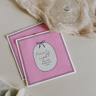 Pink Bow Minimal Elegant 28th Birthday Party Napkin