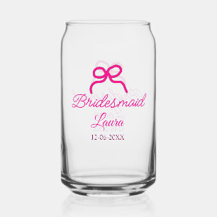 PINK BOW minimaladd name bridesmaid  gift year     Can Glass
