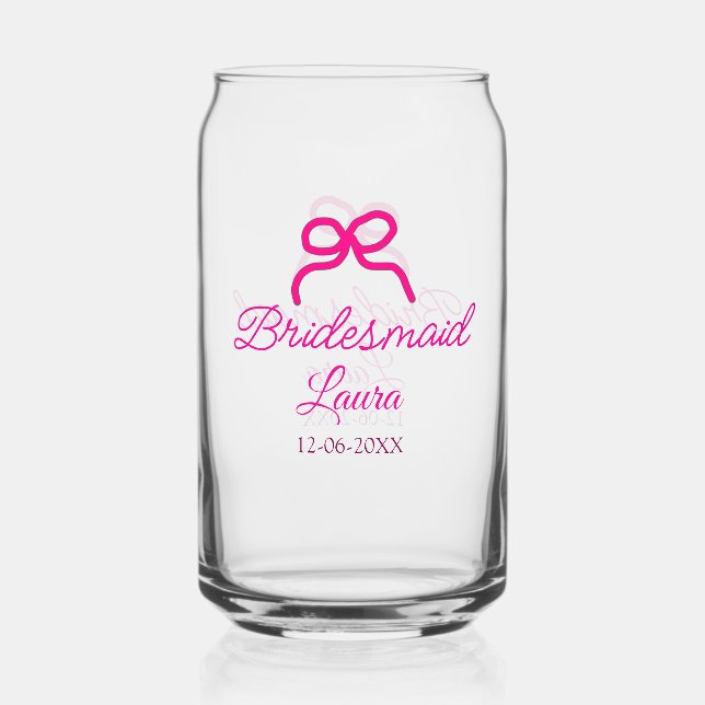 PINK BOW minimalajouter nom bridesmaid année cadea (Recto)