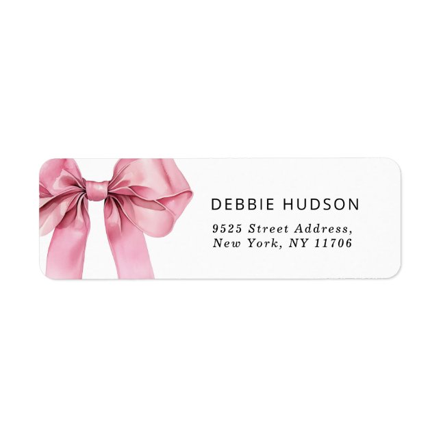 Pink Bow minimalist elegant Return Address (Front)