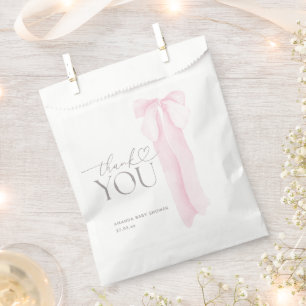 Pink Bow Minimalist Girl Baby Shower Favour Bag