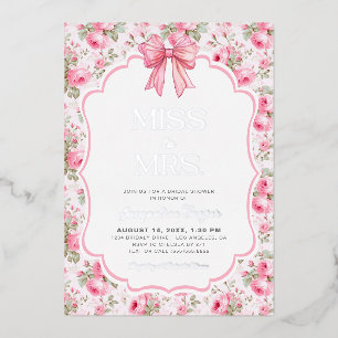 Pink Bow Miss to Mrs Bridal Shower Real Silver