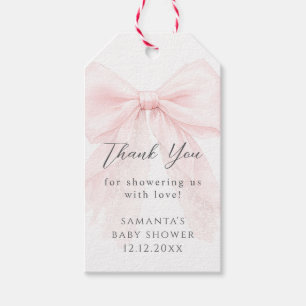 Pink Bow Modern Baby Shower Girl Gift Tags