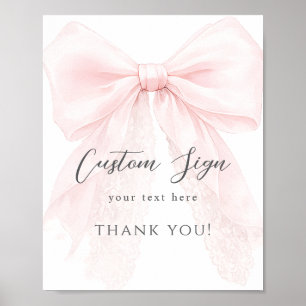 Pink Bow Modern Baby Shower Girl  Poster
