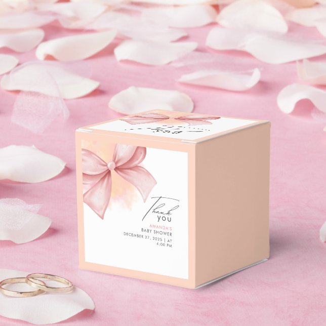 Pink bow Modern Elegant Baby Shower  Favor Box (Wedding)