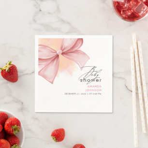 Pink bow Modern Elegant Baby Shower  Napkin