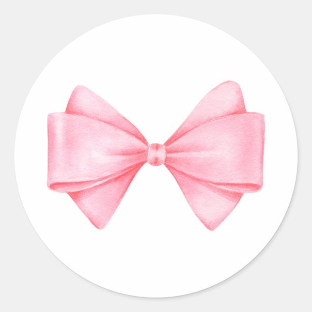 Pink Bow Modern Girl Baby Shower Classic Round Sticker (Front)