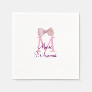 pink bow monogram bridesmaid modern girly rustic l napkin