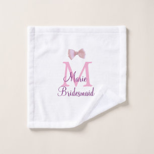 pink bow monogram bridesmaid modern girly rustic l wash cloth