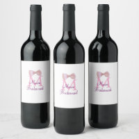 pink bow monogram bridesmaid modern girly rustic l