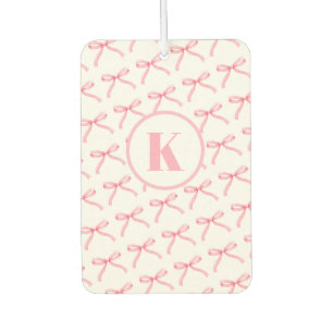 Pink Bow Monogram Personalized Car Air Freshener