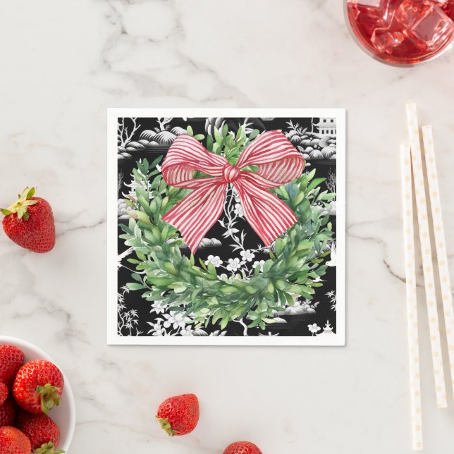 Pink Bow Monogram Preppy Napkin (Insitu)