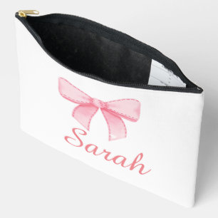 Pink Bow Name Tote  Bachelorette Bridesmaid gift Accessory Pouch
